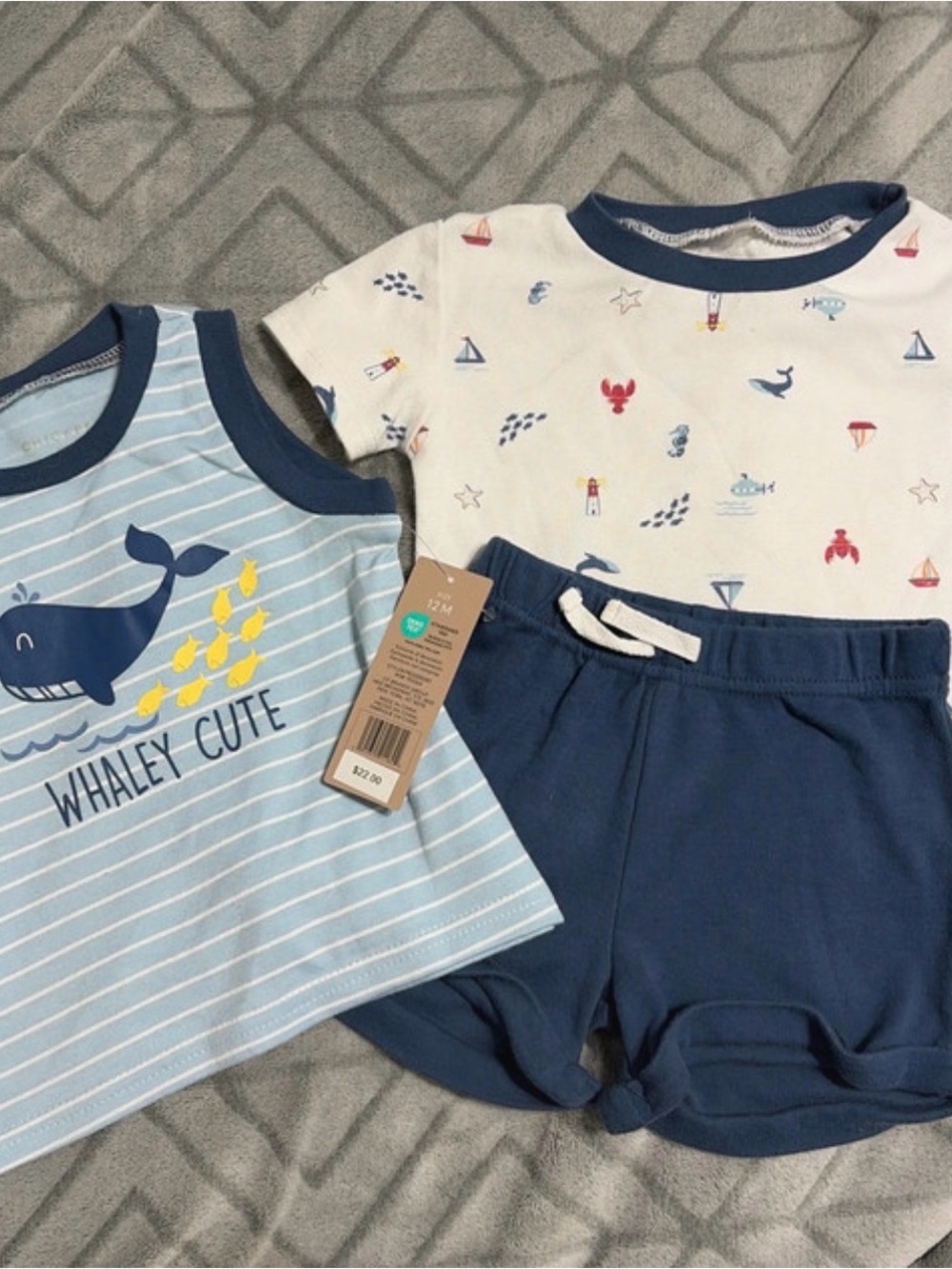 Baby Nautical Whale 3-Piece Set - Blue & White